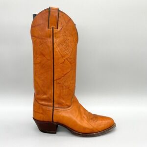 Vintage Justin Womens 9B Tan Leather Tall Western Coastal Cowgirl Boots Boho USA